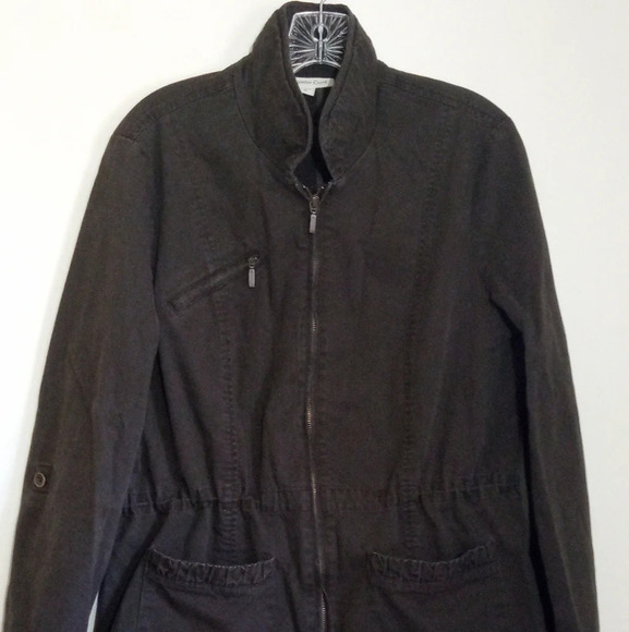 Coldwater Creek army green utility zip up jacket women size 12 - Picture 1 of 12